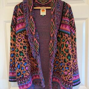 FARM Rio Multicolor Patterned Cardigan Wrap Sweater SZ XS